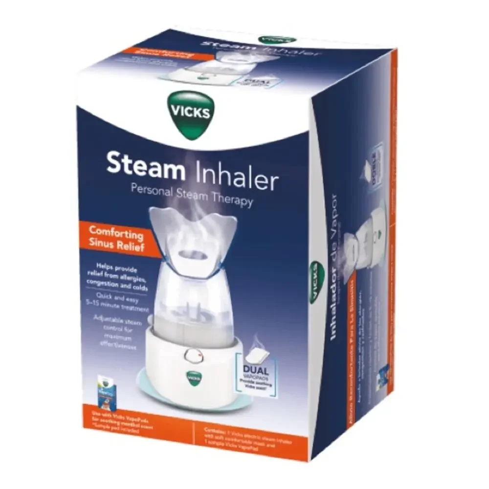 NEW VICKS White Clear Plastic Personal Steamer Steam Inhaler Desktop Portable